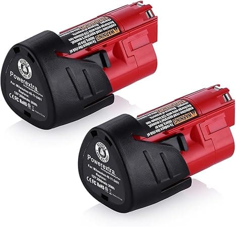 Powerextra 2 Pack 12V 3000mAh Lithium-ion Replacement Battery Compatible with Milwaukee M12 48-11-2411 48-11-2420 48-11-2401 48-11-2402 48-11-2401 12-Volt M12 Cordless Tools